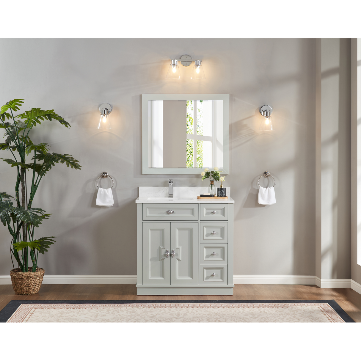 Legion Furniture 36" SILVER STRAND FINISH SOLID WOOD SINK VANITY WITH 1" ARTIFICIAL STONE TOP WS2516-36-SS