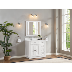 Legion Furniture 36" WHITE FINISH SOLID WOOD SINK VANITY WITH 1" ARTIFICIAL STONE TOP WS2516-36-W
