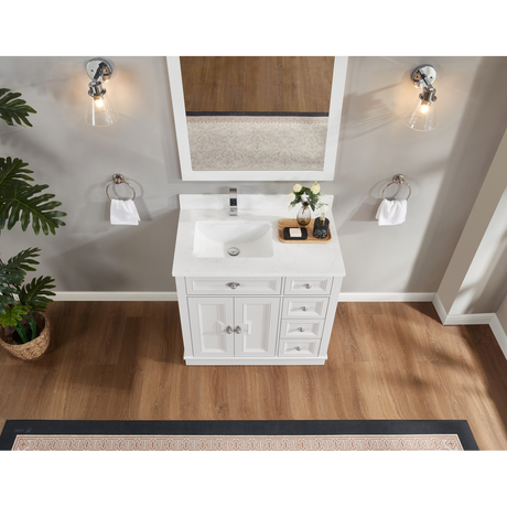 Legion Furniture 36" WHITE FINISH SOLID WOOD SINK VANITY WITH 1" ARTIFICIAL STONE TOP WS2516-36-W