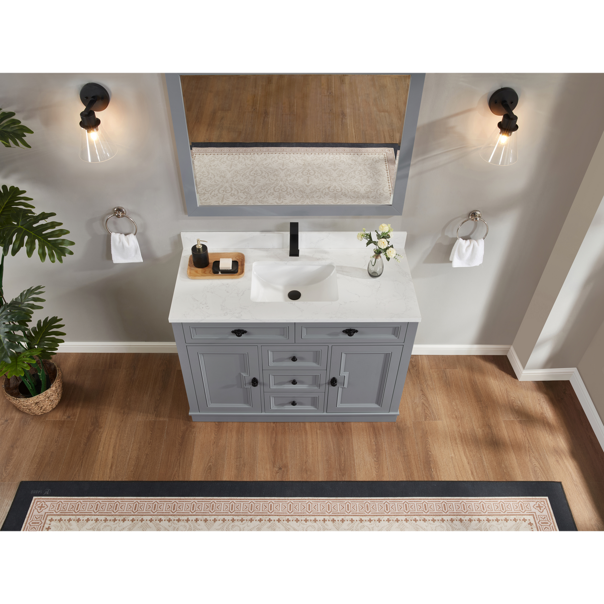 Legion Furniture 48" CADET FINISH SOLID WOOD SINK VANITY  WITH 1' ARTIFICIAL STONE TOP WS2516-48-CD