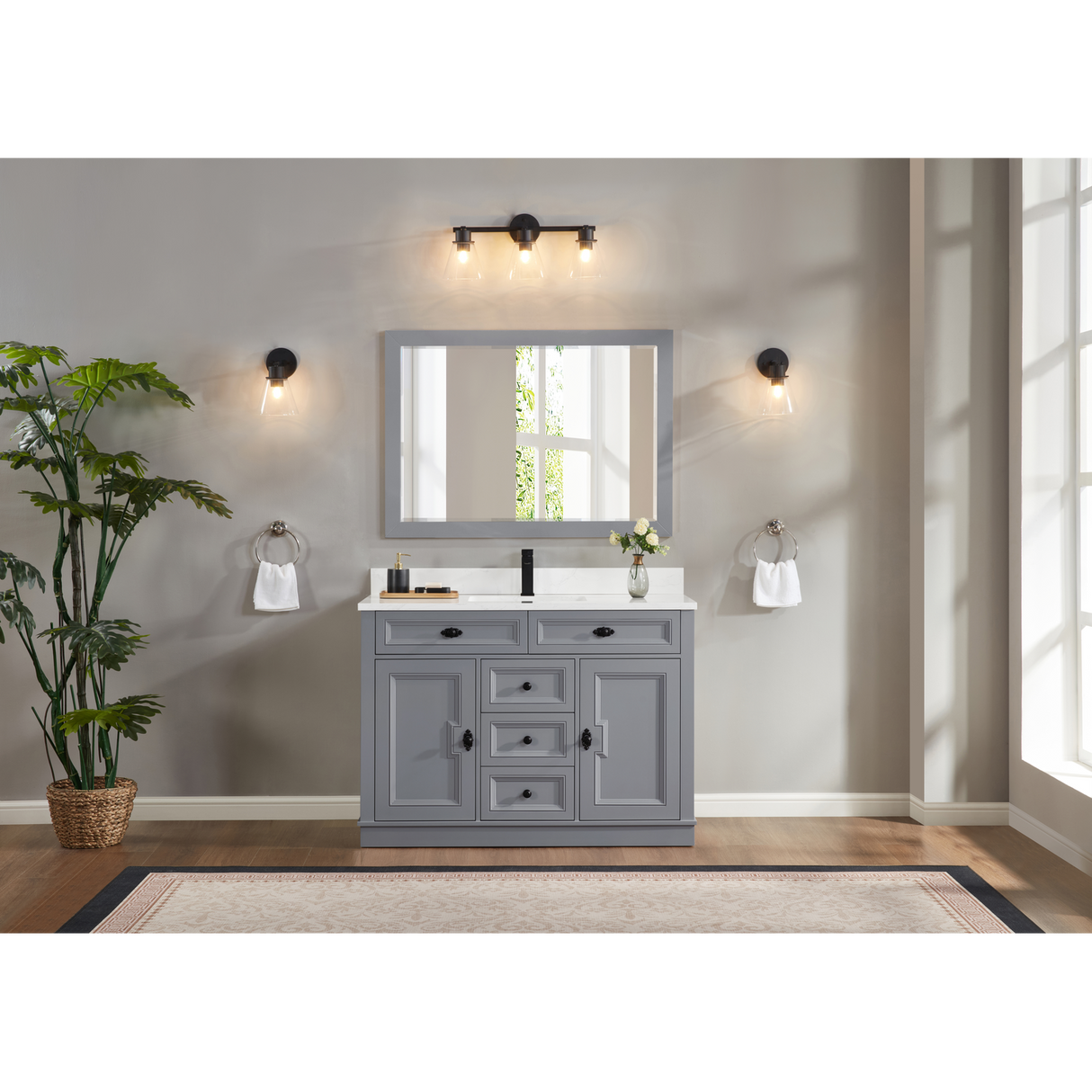 Legion Furniture 48" CADET FINISH SOLID WOOD SINK VANITY  WITH 1' ARTIFICIAL STONE TOP WS2516-48-CD