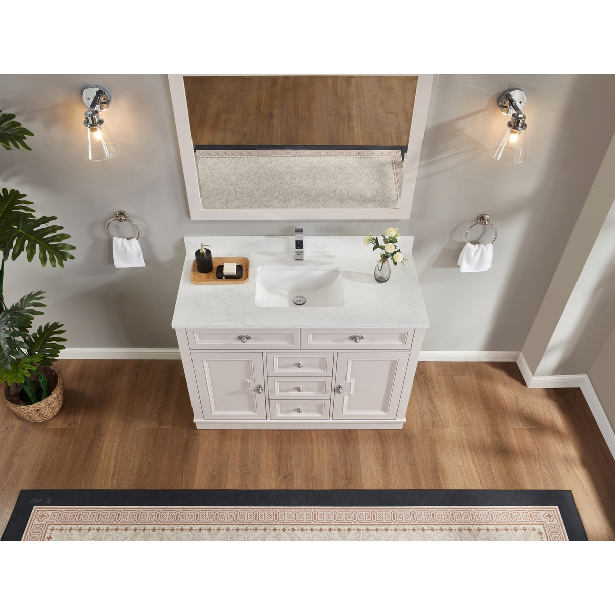 Legion Furniture 48" DREAMY WHITE FINISH SOLID WOOD SINK VANITY  WITH 1' ARTIFICIAL STONE TOP WS2516-48-DW