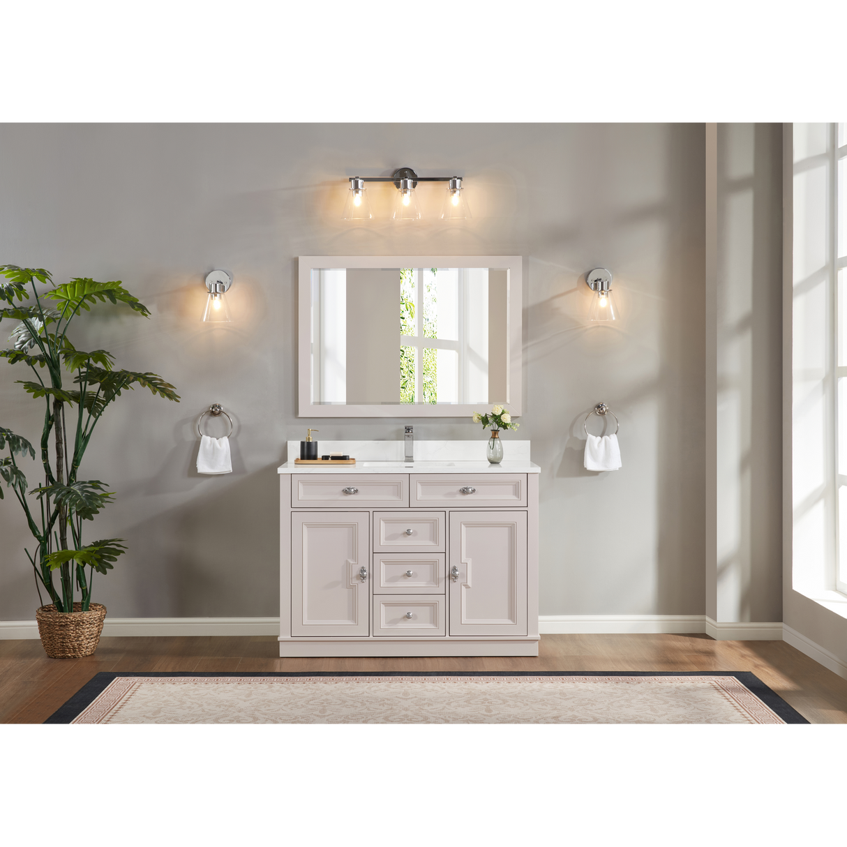 Legion Furniture 48" DREAMY WHITE FINISH SOLID WOOD SINK VANITY  WITH 1' ARTIFICIAL STONE TOP WS2516-48-DW