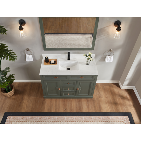 Legion Furniture 48" PEWTER GREEN FINISH SOLID WOOD SINK VANITY  WITH 1' ARTIFICIAL STONE TOP WS2516-48-PG