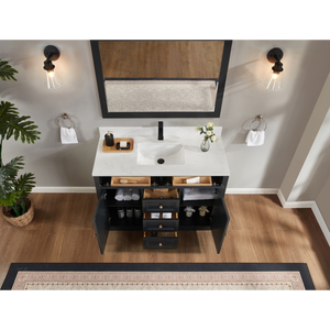 Legion Furniture 48" TRICORN BLACK FINISH SOLID WOOD SINK VANITY  WITH 1' ARTIFICIAL STONE TOP WS2516-48-TB