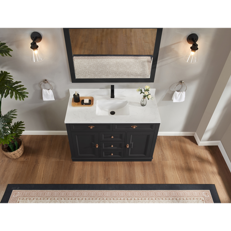 Legion Furniture 48" TRICORN BLACK FINISH SOLID WOOD SINK VANITY  WITH 1' ARTIFICIAL STONE TOP WS2516-48-TB