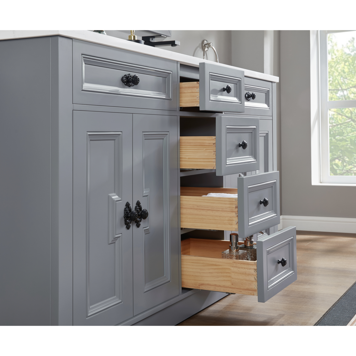 Legion Furniture 60" CADET FINISH SOLID WOOD SINK VANITY  WITH 1' ARTIFICIAL STONE TOP WS2516-60-CD