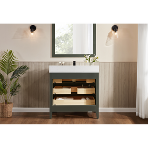 Legion Furniture 36" PEWTER GREEN FINISH SOLID WOOD SINK VANITY  WITH 1' ARTIFICIAL STONE TOP WS2518-36-PG