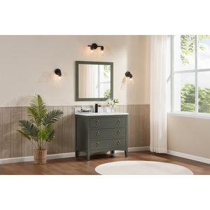 Legion Furniture 36" PEWTER GREEN FINISH SOLID WOOD SINK VANITY  WITH 1' ARTIFICIAL STONE TOP WS2518-36-PG
