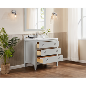 Legion Furniture 36" SILVER STRAND FINISH SOLID WOOD SINK VANITY WITH 1" ARTIFICIAL STONE TOP WS2518-36-SS