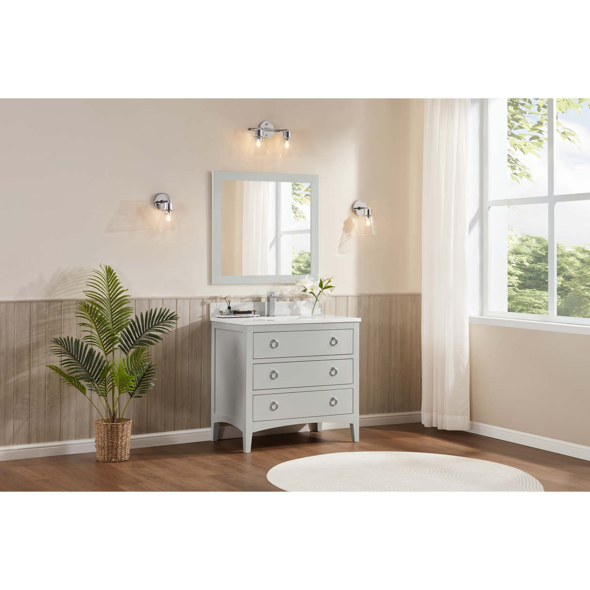 Legion Furniture 36" SILVER STRAND FINISH SOLID WOOD SINK VANITY WITH 1" ARTIFICIAL STONE TOP WS2518-36-SS
