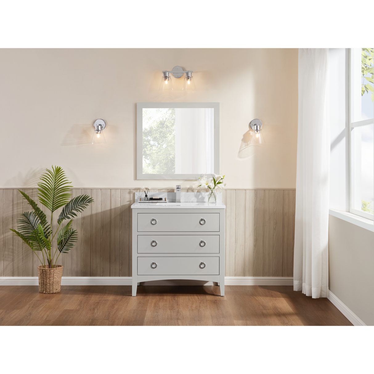 Legion Furniture 36" SILVER STRAND FINISH SOLID WOOD SINK VANITY WITH 1" ARTIFICIAL STONE TOP WS2518-36-SS