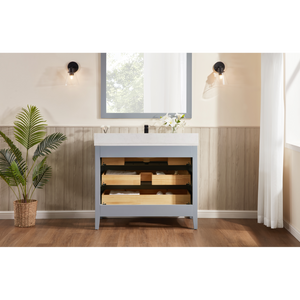 Legion Furniture 42" CADET FINISH SOLID WOOD SINK VANITY  WITH 1' ARTIFICIAL STONE TOP WS2518-42-CD