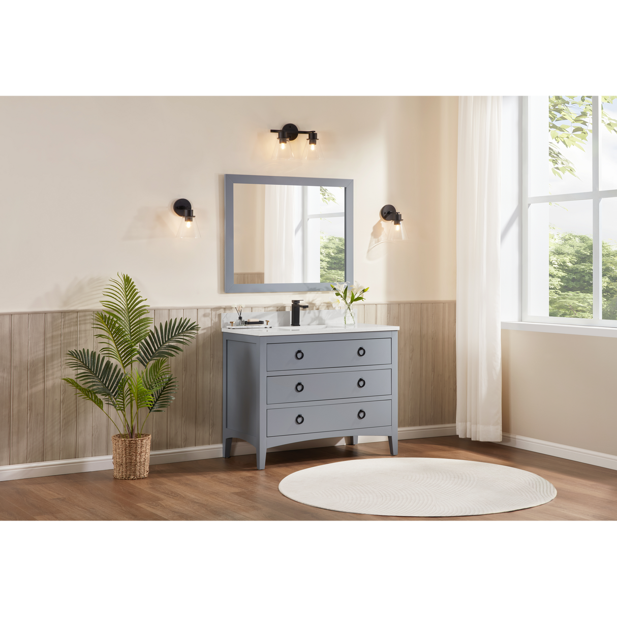 Legion Furniture 42" CADET FINISH SOLID WOOD SINK VANITY  WITH 1' ARTIFICIAL STONE TOP WS2518-42-CD