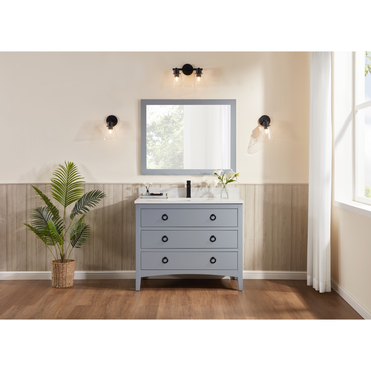 Legion Furniture 42" CADET FINISH SOLID WOOD SINK VANITY  WITH 1' ARTIFICIAL STONE TOP WS2518-42-CD