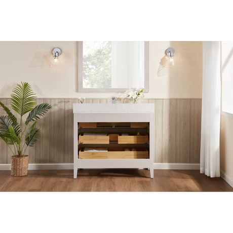 Legion Furniture 42" DREAMY WHITE FINISH SOLID WOOD SINK VANITY  WITH 1' ARTIFICIAL STONE TOP WS2518-42-DW
