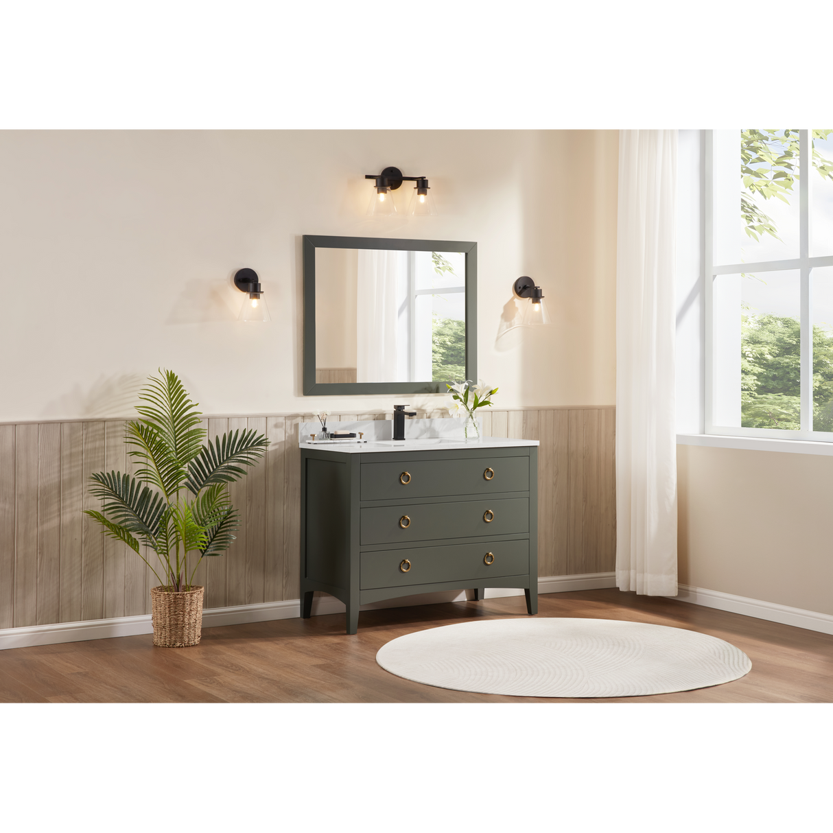 Legion Furniture 42" PEWTER GREEN FINISH SOLID WOOD SINK VANITY  WITH 1' ARTIFICIAL STONE TOP WS2518-42-PG