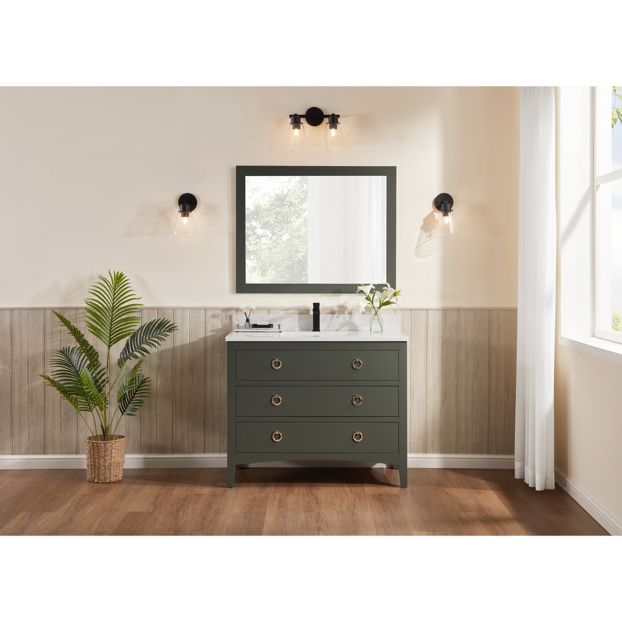 Legion Furniture 42" PEWTER GREEN FINISH SOLID WOOD SINK VANITY  WITH 1' ARTIFICIAL STONE TOP WS2518-42-PG