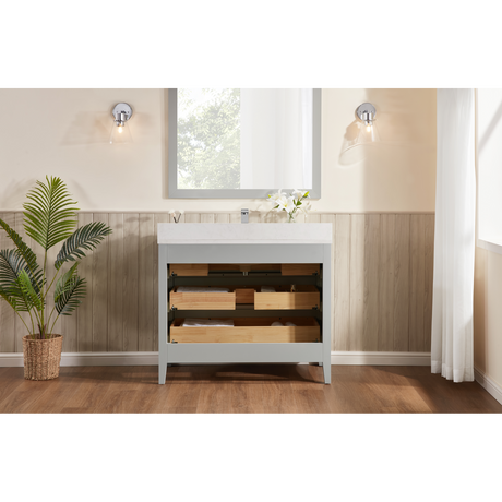 Legion Furniture 42" SILVER STRAND FINISH SOLID WOOD SINK VANITY WITH 1" ARTIFICIAL STONE TOP WS2518-42-SS