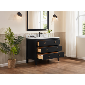 Legion Furniture 42" TRICORN BLACK FINISH SOLID WOOD SINK VANITY  WITH 1' ARTIFICIAL STONE TOP WS2518-42-TB