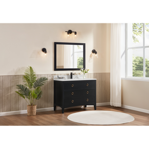 Legion Furniture 42" TRICORN BLACK FINISH SOLID WOOD SINK VANITY  WITH 1' ARTIFICIAL STONE TOP WS2518-42-TB
