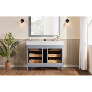Legion Furniture 48" CADET FINISH SOLID WOOD SINK VANITY  WITH 1' ARTIFICIAL STONE TOP WS2518-48-CD