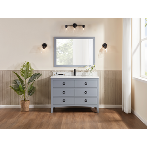 Legion Furniture 48" CADET FINISH SOLID WOOD SINK VANITY  WITH 1' ARTIFICIAL STONE TOP WS2518-48-CD