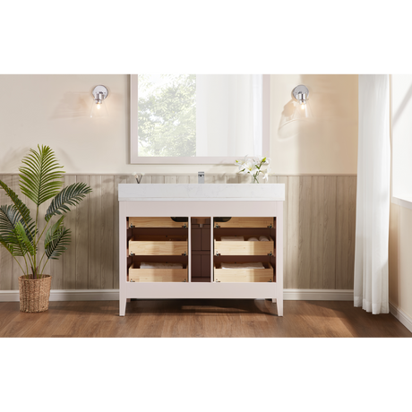Legion Furniture 48" DREAMY WHITE FINISH SOLID WOOD SINK VANITY  WITH 1' ARTIFICIAL STONE TOP WS2518-48-DW