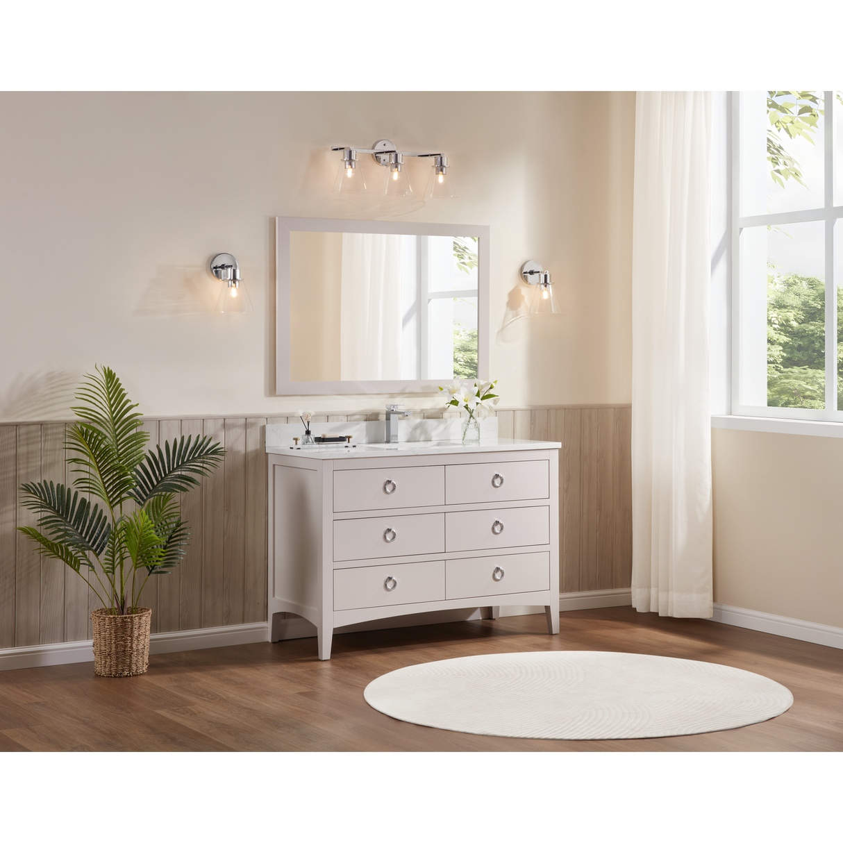 Legion Furniture 48" DREAMY WHITE FINISH SOLID WOOD SINK VANITY  WITH 1' ARTIFICIAL STONE TOP WS2518-48-DW