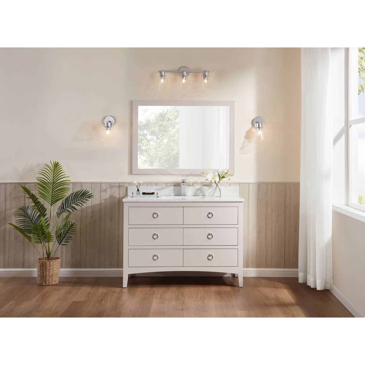 Legion Furniture 48" DREAMY WHITE FINISH SOLID WOOD SINK VANITY  WITH 1' ARTIFICIAL STONE TOP WS2518-48-DW