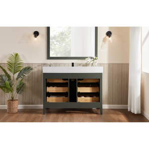 Legion Furniture 48" PEWTER GREEN FINISH SOLID WOOD SINK VANITY  WITH 1' ARTIFICIAL STONE TOP WS2518-48-PG