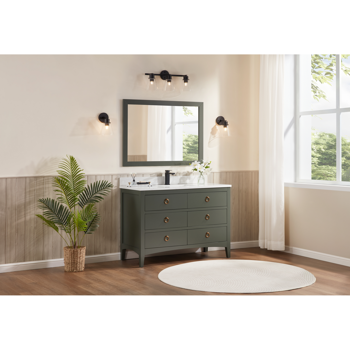 Legion Furniture 48" PEWTER GREEN FINISH SOLID WOOD SINK VANITY  WITH 1' ARTIFICIAL STONE TOP WS2518-48-PG