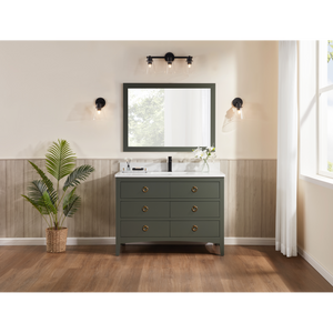 Legion Furniture 48" PEWTER GREEN FINISH SOLID WOOD SINK VANITY  WITH 1' ARTIFICIAL STONE TOP WS2518-48-PG