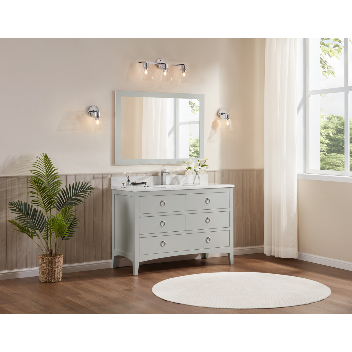 Legion Furniture 48" SILVER STRAND FINISH SOLID WOOD SINK VANITY WITH 1" ARTIFICIAL STONE TOP WS2518-48-SS