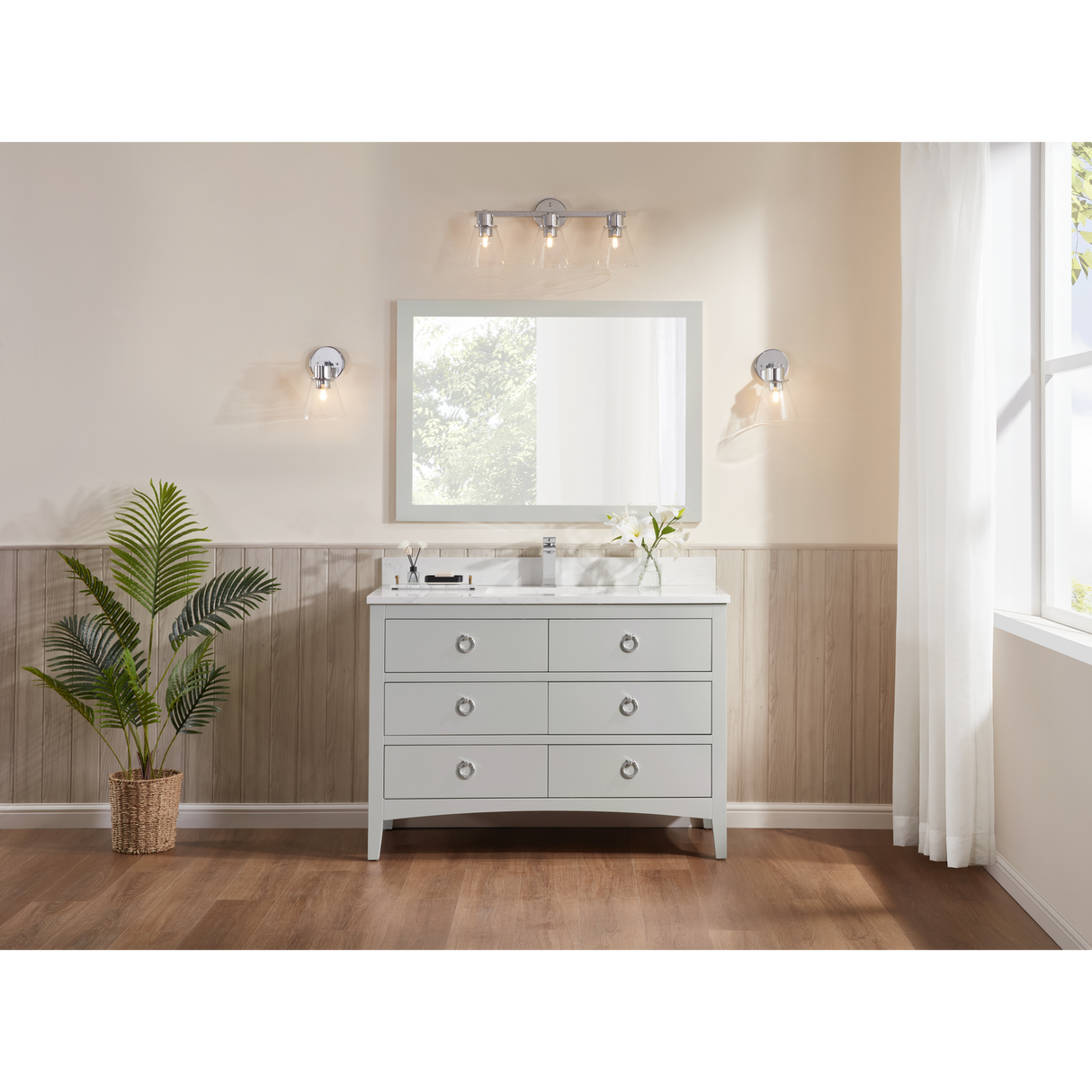 Legion Furniture 48" SILVER STRAND FINISH SOLID WOOD SINK VANITY WITH 1" ARTIFICIAL STONE TOP WS2518-48-SS