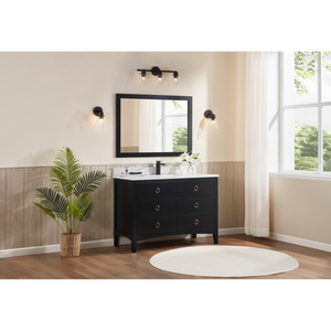 Legion Furniture 48" TRICORN BLACK FINISH SOLID WOOD SINK VANITY  WITH 1' ARTIFICIAL STONE TOP WS2518-48-TB