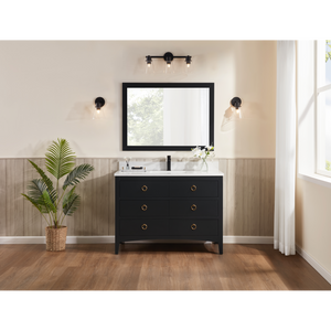 Legion Furniture 48" TRICORN BLACK FINISH SOLID WOOD SINK VANITY  WITH 1' ARTIFICIAL STONE TOP WS2518-48-TB