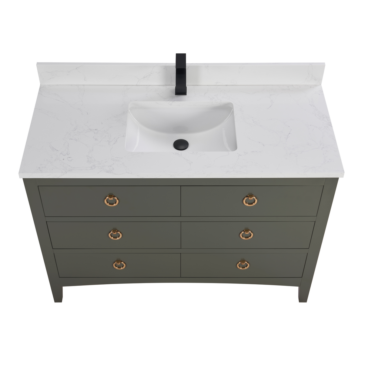 Legion Furniture 48" PEWTER GREEN FINISH SOLID WOOD SINK VANITY  WITH 1' ARTIFICIAL STONE TOP WS2518-48-PG