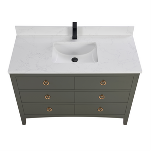Legion Furniture 48" PEWTER GREEN FINISH SOLID WOOD SINK VANITY  WITH 1' ARTIFICIAL STONE TOP WS2518-48-PG