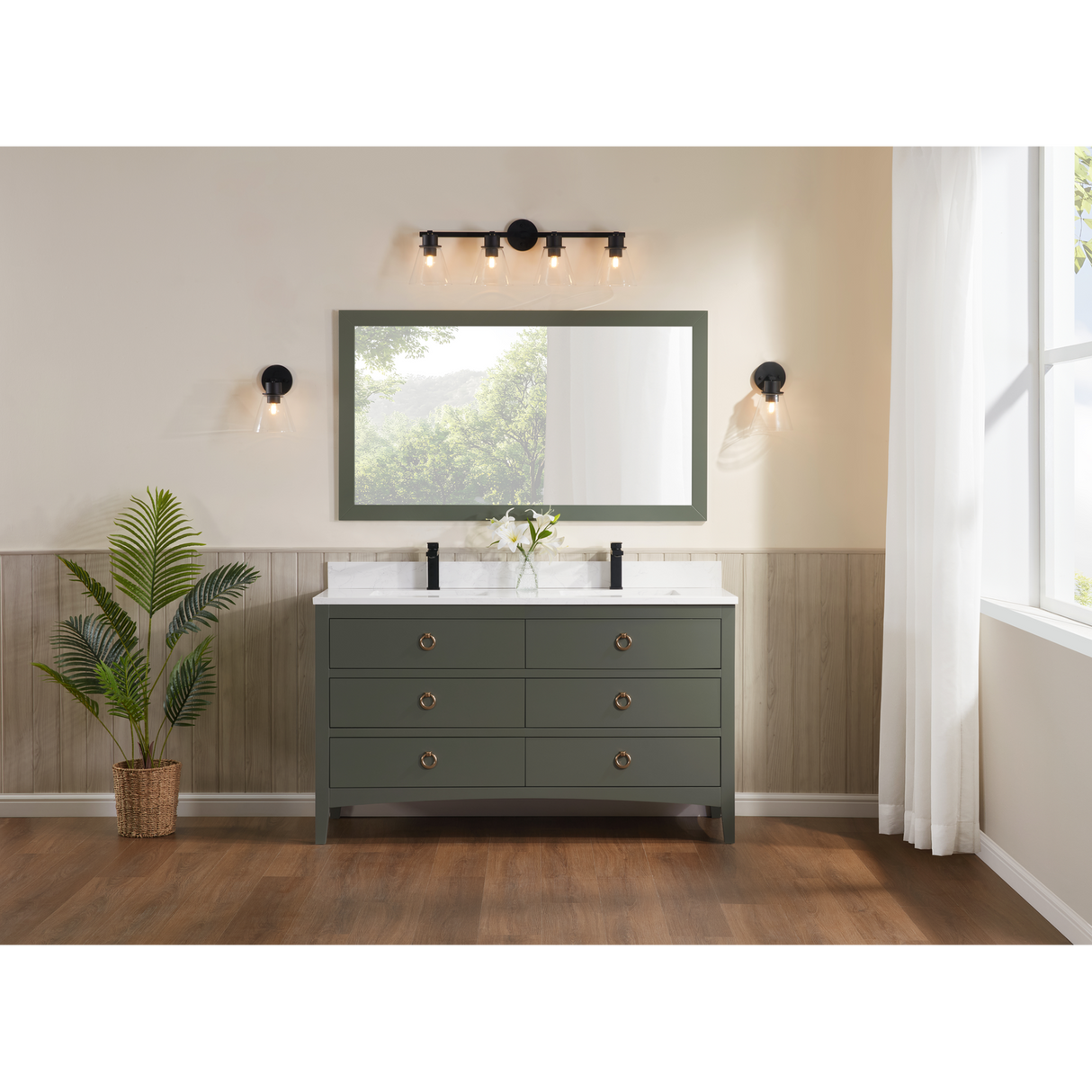 Legion Furniture 60" PEWTER GREEN FINISH SOLID WOOD SINK VANITY  WITH 1' ARTIFICIAL STONE TOP WS2518-60-PG