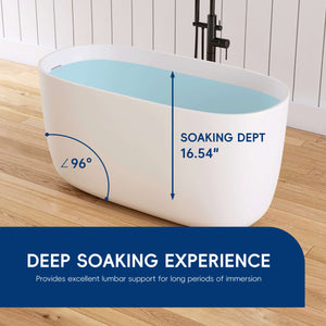 New England Home Goods Lanikai 47" Freestanding Tub in White - Stone Resin Solid Surface