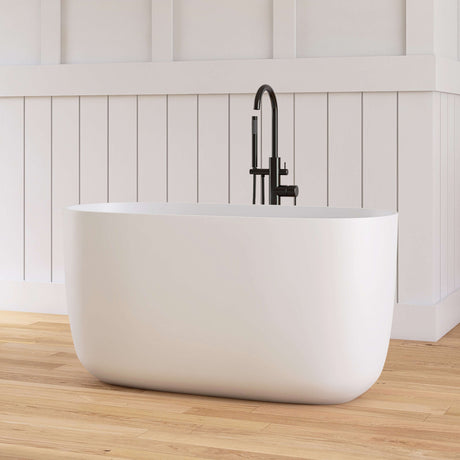 New England Home Goods Lanikai 47" Freestanding Tub in White - Stone Resin Solid Surface