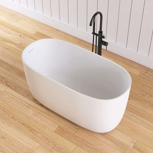 New England Home Goods Lanikai 47" Freestanding Tub in White - Stone Resin Solid Surface