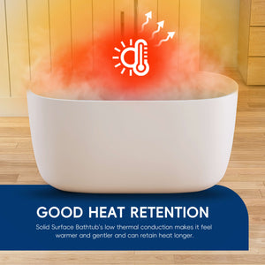 New England Home Goods Lanikai 47" Freestanding Tub in White - Stone Resin Solid Surface