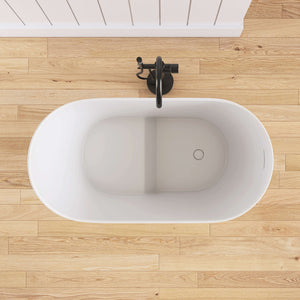 New England Home Goods Kosciuszko 43" Freestanding Tub in White - Stone Resin Solid Surface