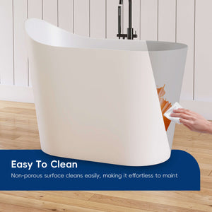 New England Home Goods Kosciuszko 43" Freestanding Tub in White - Stone Resin Solid Surface