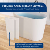 New England Home Goods 43" Japanese Soaking Tub – Compact Deep Soaking Solid Surface Freestanding Bathtub
