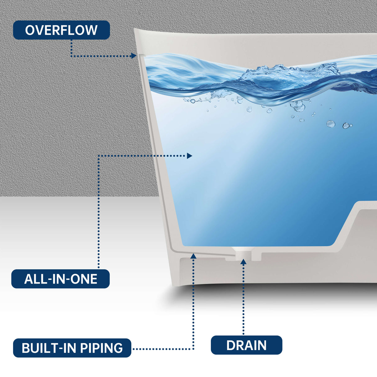 New England Home Goods Kosciuszko 43" Freestanding Tub in White - Stone Resin Solid Surface