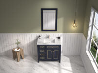 Legion Furniture 36" BLUE FINISH SINK VANITY CABINET WITH CARRARA WHITE TOP WV2236-B