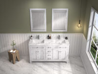 Legion Furniture 60" WHITE FINISH SINK VANITY CABINET WITH CARRARA WHITE TOP WV2260-W